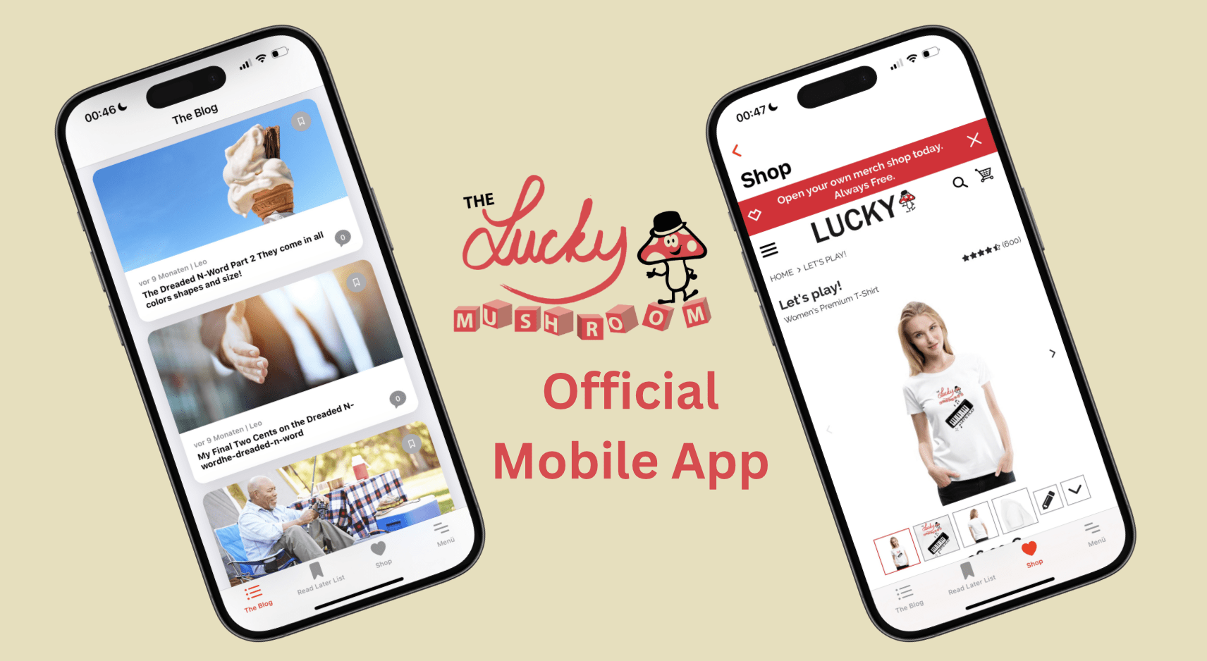 The official Lucky Mushroom App is now available!